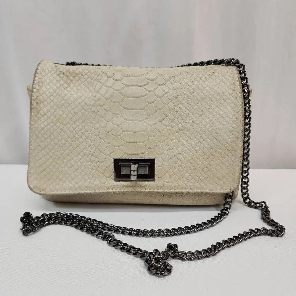 Genuine Leather Small Snake Box Bag Adjustable Chain Strap Crossbody or Shoulder